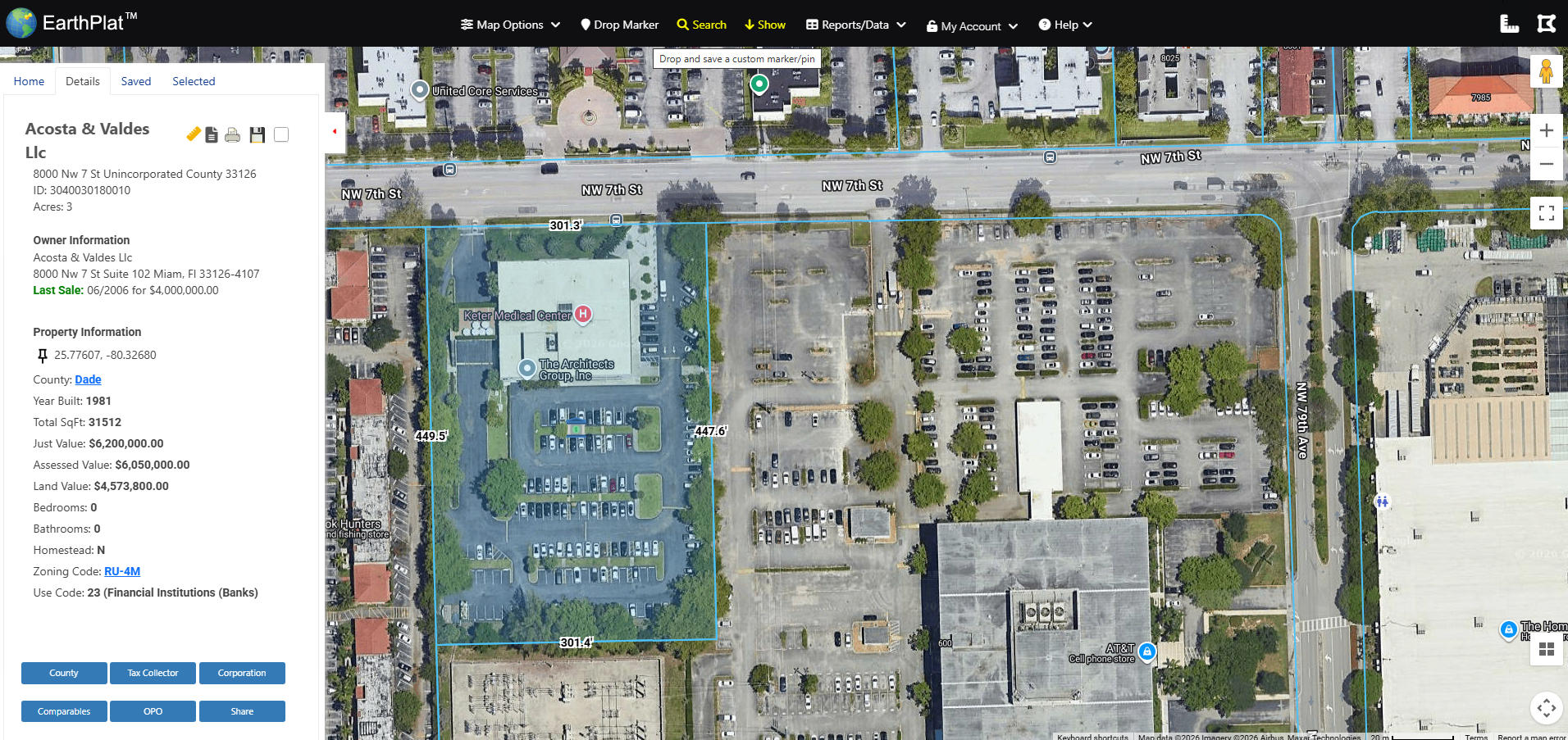 Interactive parcel property screen